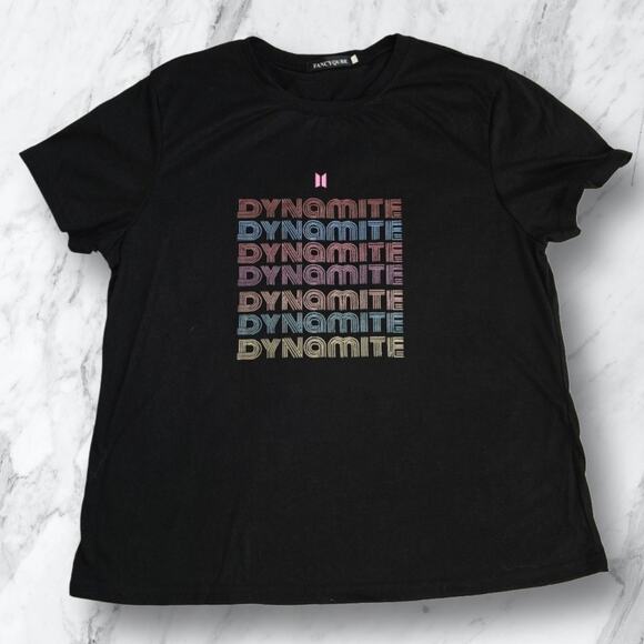 BTS Dynamite Logo Black Graphic Tee Women's Plus Size 2XL - Picture 10 of 10